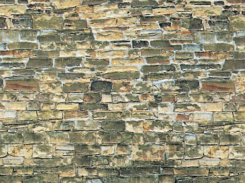 Vollmer 46043 - H0 Mauerplatte Naturstein braun aus Karton, 25 x 12,5 cm, 10 Stück