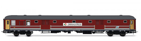 Rivarossi HR4431 - FS, Gepäckwagen UIC-X 1970 ohne Schürzen, rot-graue Farbgebung, „Omnia Express”