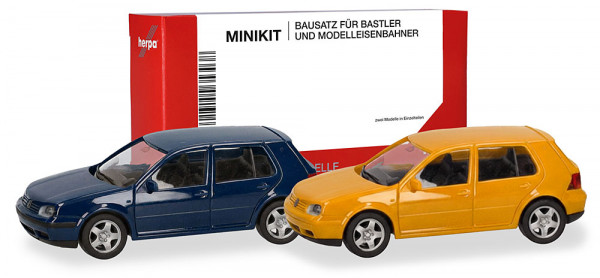 Herpa 013956-002 - MiniKit VW Golf IV 5-türig gelb und blau