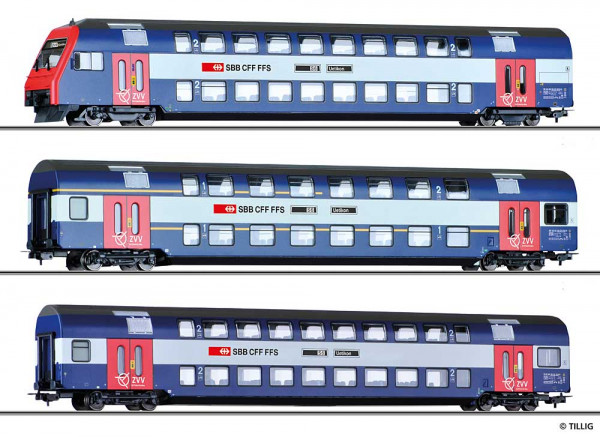 Tillig 70083 - SBB Set 3-teilig Doppelstockwagen S-Bahn Zürich ZVV Ep.5-6
