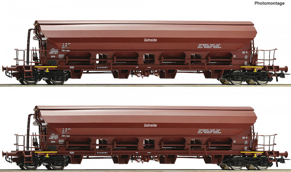 Roco 6600125 - DR Set 2-teilig Großraum-Schwenkdachwagen Tads-y 4-achsig Ep. 4, "Getreide"