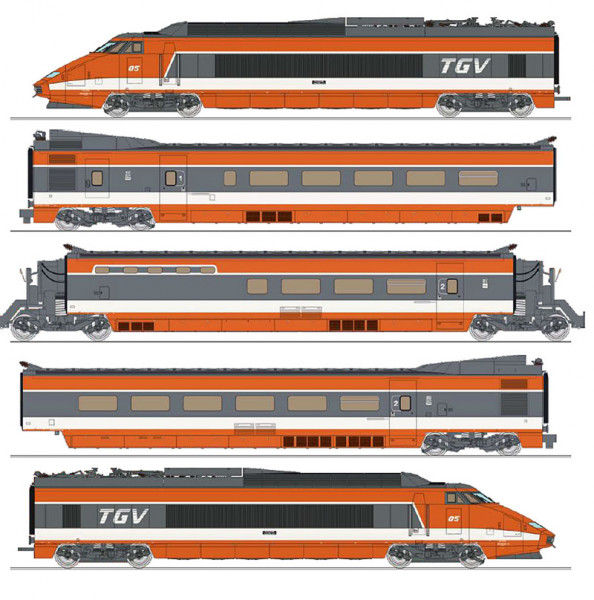 REE TGV-005S - SNCF Zugset 5-teilig TGV PSE 05 Ursprungsausführung Ep.4, DCC + Sound