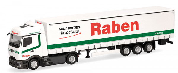 Herpa 321044 - Mercedes-Benz Actros L ProCabin Streamspace Gardinenplanen-Sattelzug "Raben Logistics