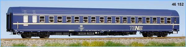 LSModels 46152 - DB Schlafwagen T2S WLABsm166 blau Ep.4, Dach blau, "TEN"