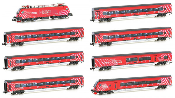 Hobbytrain H25227 - ÖBB Railjet Personenzug mit Rh 1116 8-teilig Ep.6, "100 Jahre ÖBB"