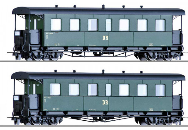 Tillig 03996 - DR Set 2-teilig Schmalspur-Personenwagen KB4ip grün Ep.3