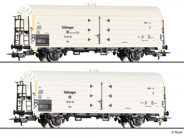 Tillig 70087 - DR Set 2-teilig Kühlwagen Thrs Ep.3, 1 Wagen davon vermietet an die OSE