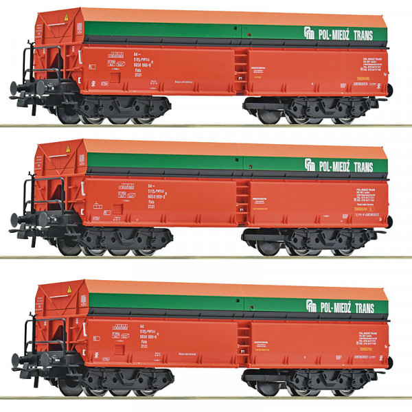 Roco 6600218 - PKP Set 3-teilig Selbstentladewagen "POL-MIEDZ-TRANS" Ep. 6