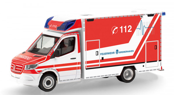 Herpa 099462 - Mercedes-Benz Sprinter 18 Fahrtec RTW "Feuerwehr Bremerhaven"