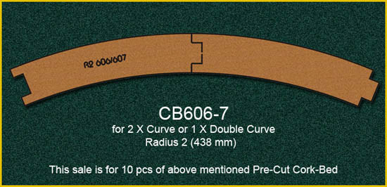 Proses PCB-606-7 - Korkgleisbett für gebogene Gleise R606 - 607, R2 10 x vorgefertigt