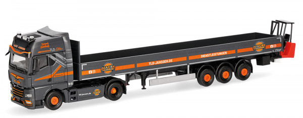 Herpa 320993 - MAN TGX GX Pritschen-Sattelzug mit Mitnahmestapler "Jack Janssen"