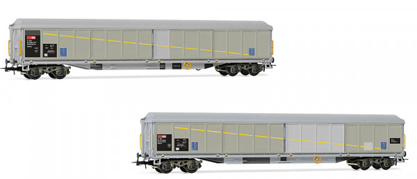 Rivarossi HR6650 - SBB, 2-tlg. Set 4-achs. Schiebewandwagen der Bauart Habils in Flickenfarbgebung,