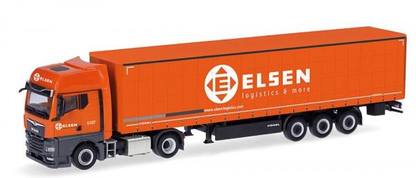 Herpa 321150 - MAN TGX GX Gardinenplanen-Sattelzug "Elsen"
