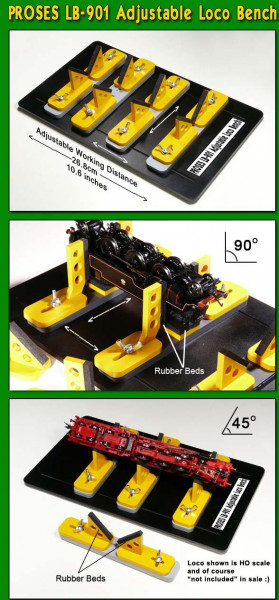 Proses PLB-901 - Wartungsbank, 45 - 90 Grad schwenkbar, für Modellloks N, H0, 00 und 0