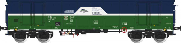 Albert Modell 542048 - ZSSR offener Güterwagen Eas blau/grün Ep.6, ZOS