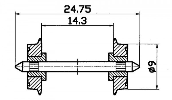 Roco 40197 - NEM-H0 DC Norm Radsatz beidseitig isoliert Ø 9 mm 2 Stück / Packung
