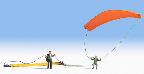 Noch 15886 - Paraglider, 2 Figuren mit Gleitschirme