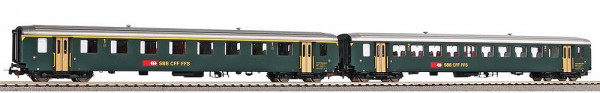 Piko 96790AC - SBB Set Reisezugwagen EWI 2-teilig grün Ep.4, 1x 1.Klasse + 1x 2.Klasse Wechselstrom