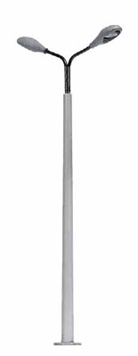 Busch 4158 - Betonmast mit 2 Lampen silbernen Lampenkörpern Fertigmodell