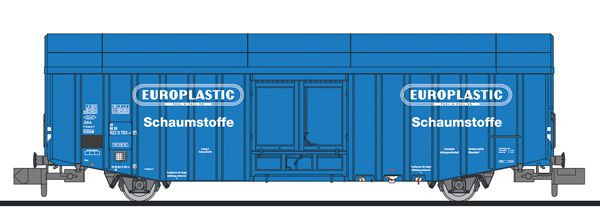 Liliput 265806 - DB Großraumgüterwagen Hbks kurze -ausführung Ep.4, "Europlastic"