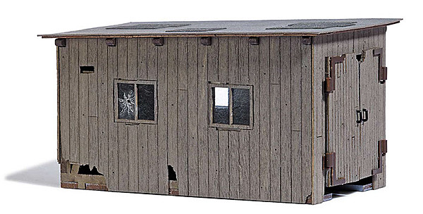 Busch 12381 - Baufälliger Lokschuppen Echt Holz