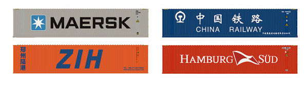 Hobbytrain H9014 - 4er Set 40´ Container, Set 1