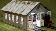 Proses PLS-009 - Lokschuppen H0 - 00, 2 - Ständig Lasergeschnittener Bausatz (192mm x 136mm x 110mm)