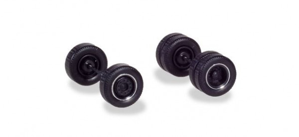 Herpa 054041 - Radsätze für Zugmaschinen mit Breitreifen, schwarz mit Chromring (4 Radsätze)
