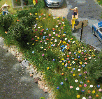 Busch 1229 - Sommerblumen, Bausatz für ein Feld mit 120 blühenden Sommerblumen