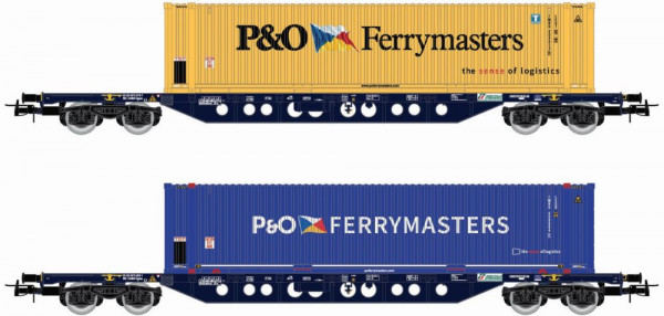 Rivarossi HR6614 - FS Set 2-teilig Containertragwagen Mercitalia Sgnss Cont.45`P&O Ferrym.EP.6