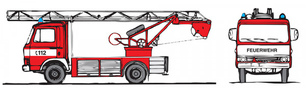 Loewe 4020 - Magirus Deutz "Zeta" 90 M 5 - Drehleiterfahrzeug DL 18, FW Ulm