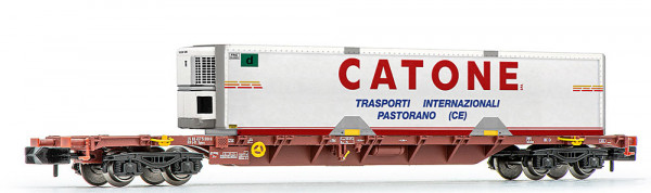 Arnold HN6731 - FS, Containerwagen Sgnss, braun, beladen mit einem Wechselbehälter „CATONE“