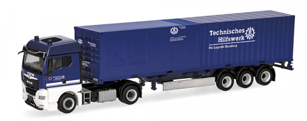 Herpa 321532 - MAN TGX GM Container-Sattelzug "THW Hamburg"