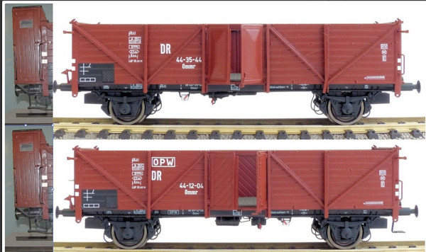 Exacttrain 20372 - DR Set offene Güterwagen Klagenfurt 2-teilig Ep.3, jeweils 1x mit Holztür und 1x