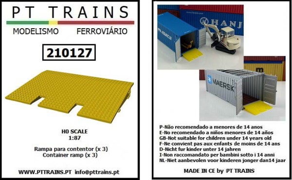 PT-Trains 210127 - Laderampe für Container - Gelb (3 Stück)