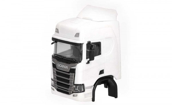 Herpa 086462 - Teileservice Fahrerhaus Scania CR 20 Hochdach mit Dachspoiler (Schwedenkombi), weiß (