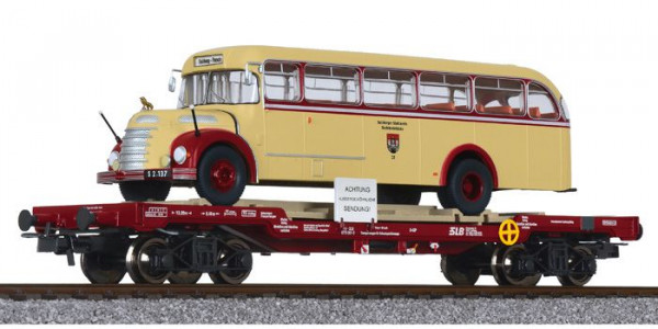 Liliput 235785 - ÖBB Transportwagen Ep.6, beladen mit "Gräf & Stift" Bus der Salzburger Stadtwerke