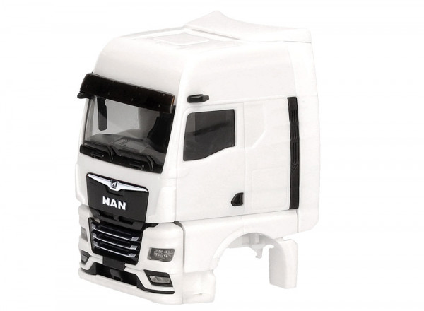 Herpa 086332 - Teileservice Fahrerhaus MAN TGX GX mit Windleitblechen und Spiegelkamera, weiß (2 Stü