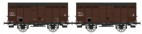 REE WB-745 - SNCF Set 2-teilig gedeckte Güterwagen Type 2 (ex-10T) braun Ep.3a