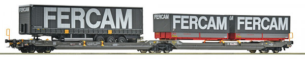 Roco 6600235 - SBB Doppeltaschen-Gelenkwagen T3000e Ep.6, 1x LKW Auflieger + 2x Wechselpritschen "FE