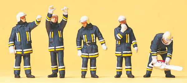Preiser 10486 - Feuerwehrmänner in moderner Einsatzkleidung. Technische Hilfeleistung 5 teilig