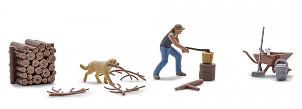 Busch 79884 - A-Set: Holz hacken H0