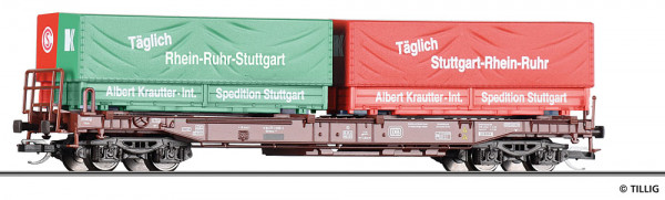 Tillig 18159 - DB Taschenwagen Sdkms707 Ep.4, beladen mit 2x Wepr "Krautter & Simon"