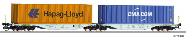 Tillig 18063 - ÖBB Containertragwagen Sggmrss 578.0 Ep.6, beladen mit zwei 40‘-Containern