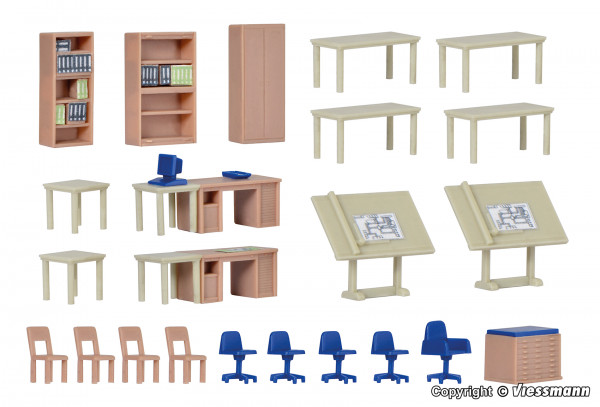 Kibri 38655 - Set Deko Möbel für technisches Büro
