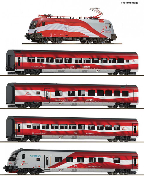 Roco 6290096 - 5er Set Railjet "175 Jahre" ÖBB DC-Snd.
