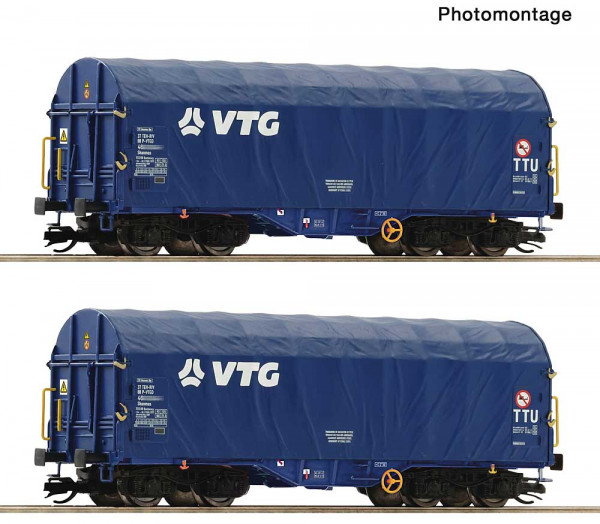 Roco 6680060 - 2er Set Schiebeplanenwagen VTG