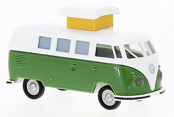 Brekina 31617 - VW T1b Camper mit Hubdach weiss, grün, 1960,