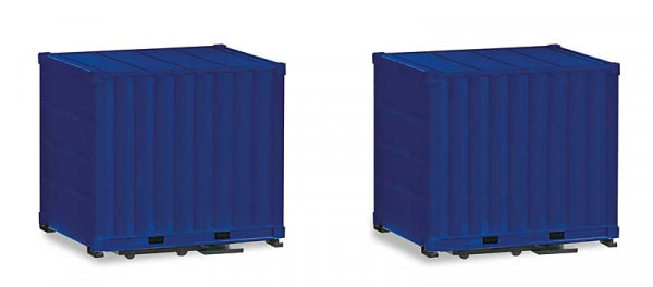 Herpa 053594-003 - 10ft Container mit Platte, ultramarinblau (THW) (2 Stück)