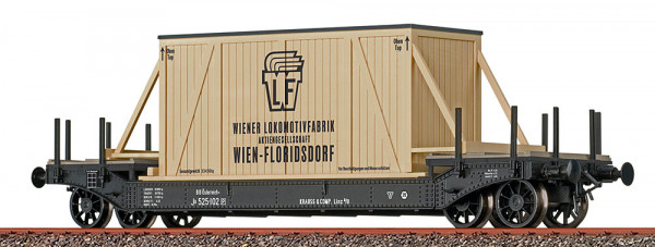 Brawa 47917 - BBÖ Tiefladewagen Ja Ep.2, beladen mit Kiste "Wiener Lokomotivfabrik"